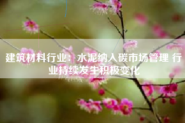 建筑材料行业：水泥纳入碳市场管理 行业持续发生积极变化