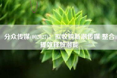 分众传媒(002027)：拟收购新潮传媒 整合提效释放潜能