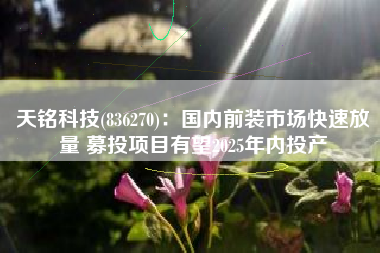 天铭科技(836270)：国内前装市场快速放量 募投项目有望2025年内投产