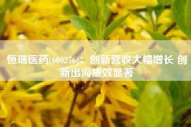 恒瑞医药(600276)：创新营收大幅增长 创新出海成效显著