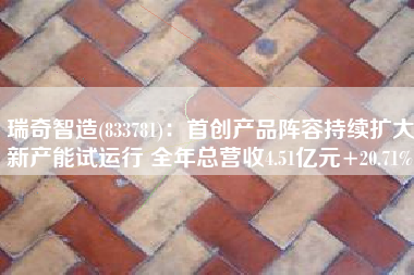 瑞奇智造(833781)：首创产品阵容持续扩大新产能试运行 全年总营收4.51亿元+20.71%