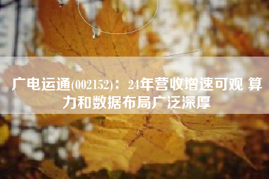广电运通(002152)：24年营收增速可观 算力和数据布局广泛深厚