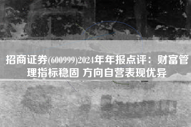 招商证券(600999)2024年年报点评：财富管理指标稳固 方向自营表现优异