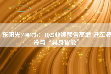 东阳光(600673)：1Q25业绩预告高增 进军液冷与“具身智能”