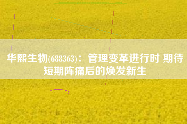 华熙生物(688363)：管理变革进行时 期待短期阵痛后的焕发新生