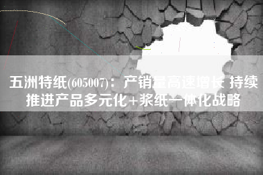 五洲特纸(605007)：产销量高速增长 持续推进产品多元化+浆纸一体化战略