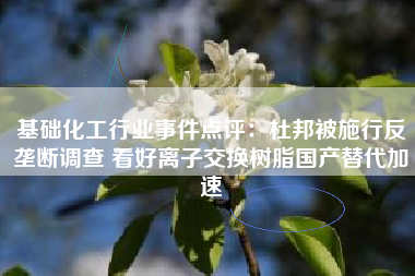 基础化工行业事件点评：杜邦被施行反垄断调查 看好离子交换树脂国产替代加速