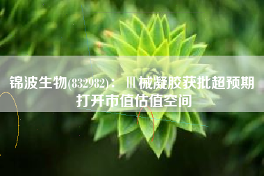 锦波生物(832982)：Ⅲ械凝胶获批超预期 打开市值估值空间