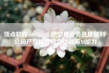 顶点软件(603383)：新交易业务进展顺利 公司产品持续融合信创与AI能力