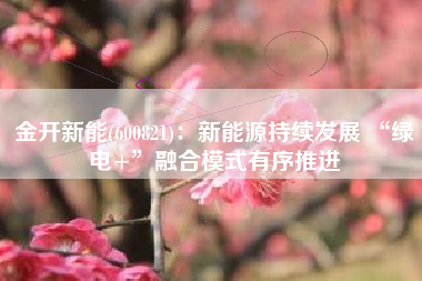 金开新能(600821)：新能源持续发展 “绿电+”融合模式有序推进