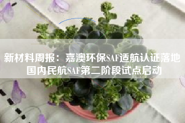 新材料周报：嘉澳环保SAF适航认证落地 国内民航SAF第二阶段试点启动