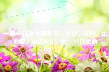 一周一刻钟 大事快评：途虎、吉利、比亚迪、福达股份、巨一科技更新