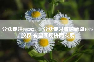 分众传媒(002027)：分众传媒收购新潮100%股权 有望实现协同发展