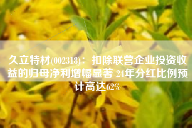 久立特材(002318)：扣除联营企业投资收益的归母净利增幅显著 24年分红比例预计高达62%