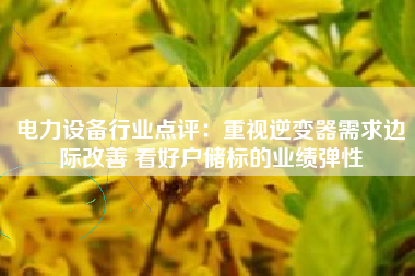 电力设备行业点评：重视逆变器需求边际改善 看好户储标的业绩弹性