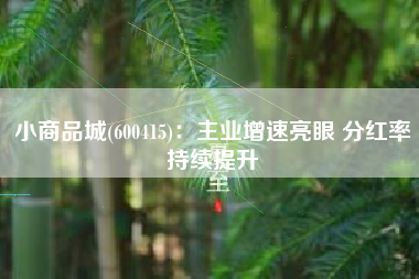 小商品城(600415)：主业增速亮眼 分红率持续提升