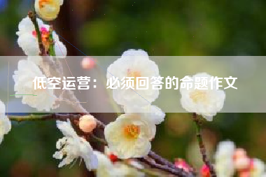 低空运营：必须回答的命题作文