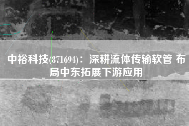 中裕科技(871694)：深耕流体传输软管 布局中东拓展下游应用