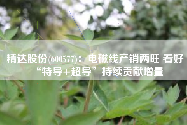 精达股份(600577)：电磁线产销两旺 看好“特导+超导”持续贡献增量