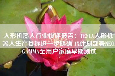人形机器人行业快评报告：TESLA人形机器人生产目标进一步明确 1X计划部署NEO GAMMA至用户家庭早期测试