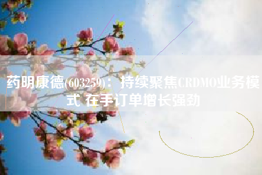 药明康德(603259)：持续聚焦CRDMO业务模式 在手订单增长强劲