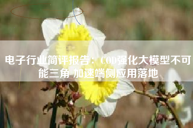 电子行业简评报告：COD强化大模型不可能三角 加速端侧应用落地