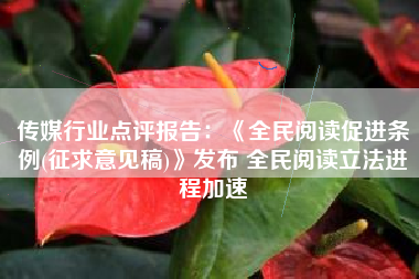 传媒行业点评报告：《全民阅读促进条例(征求意见稿)》发布 全民阅读立法进程加速
