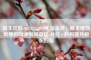 顺丰控股(002352)2024年报点评：降本增效助推归母净利破百亿 分红+回购提升股东回报