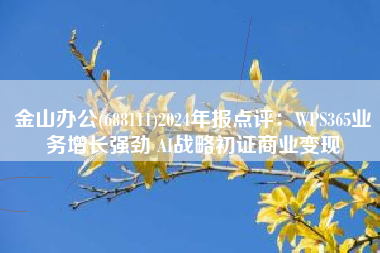 金山办公(688111)2024年报点评：WPS365业务增长强劲 AI战略初证商业变现