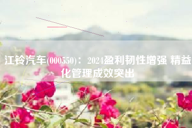 江铃汽车(000550)：2024盈利韧性增强 精益化管理成效突出