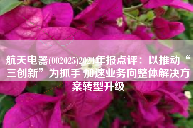 航天电器(002025)2024年报点评：以推动“三创新”为抓手 加速业务向整体解决方案转型升级