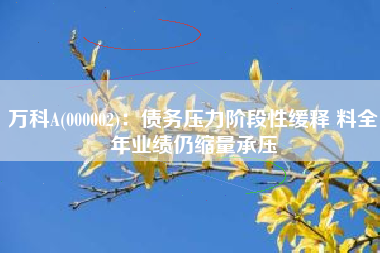 万科A(000002)：债务压力阶段性缓释 料全年业绩仍缩量承压