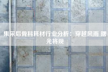 集采后骨科耗材行业分析：穿越风雨 曙光将现