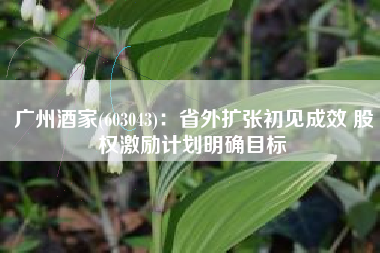 广州酒家(603043)：省外扩张初见成效 股权激励计划明确目标