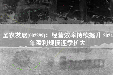 圣农发展(002299)：经营效率持续提升 2024年盈利规模逐季扩大