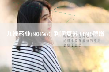 九洲药业(603456)：利润复苏 CDMO稳增