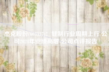 杰克股份(603337)：缝制行业周期上行 公司2024年业绩高增-公司点评报告