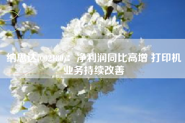 纳思达(002180)：净利润同比高增 打印机业务持续改善