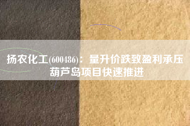 扬农化工(600486)：量升价跌致盈利承压 葫芦岛项目快速推进