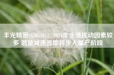 丰光精密(430510)：2024年业绩扰动因素较多 谐波减速器即将步入量产阶段