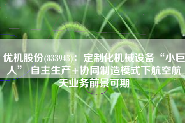 优机股份(833943)：定制化机械设备“小巨人” 自主生产+协同制造模式下航空航天业务前景可期