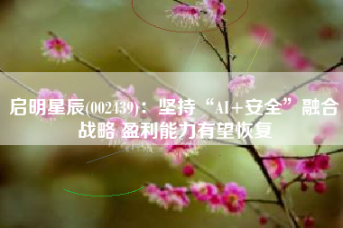 启明星辰(002439)：坚持“AI+安全”融合战略 盈利能力有望恢复
