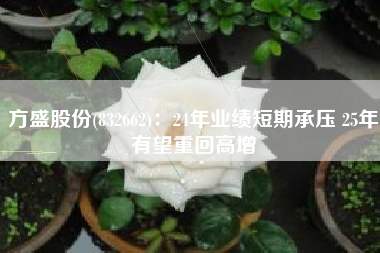 方盛股份(832662)：24年业绩短期承压 25年有望重回高增