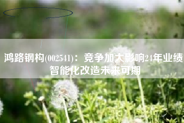 鸿路钢构(002541)：竞争加大影响24年业绩 智能化改造未来可期