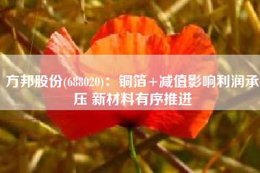 方邦股份(688020)：铜箔+减值影响利润承压 新材料有序推进