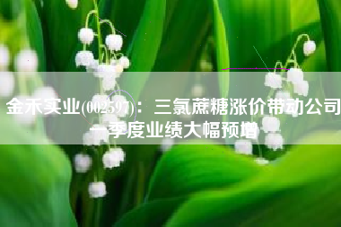 金禾实业(002597)：三氯蔗糖涨价带动公司一季度业绩大幅预增