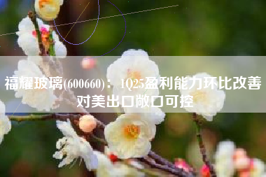 福耀玻璃(600660)：1Q25盈利能力环比改善 对美出口敞口可控