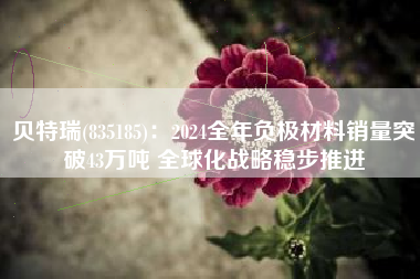 贝特瑞(835185)：2024全年负极材料销量突破43万吨 全球化战略稳步推进