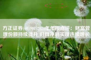 方正证券(601901)2024年年报点评：财富管理份额持续提升 归母净利实现连续增长