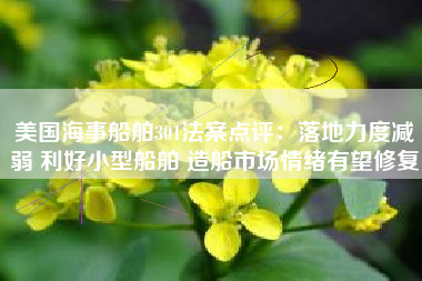 美国海事船舶301法案点评：落地力度减弱 利好小型船舶 造船市场情绪有望修复